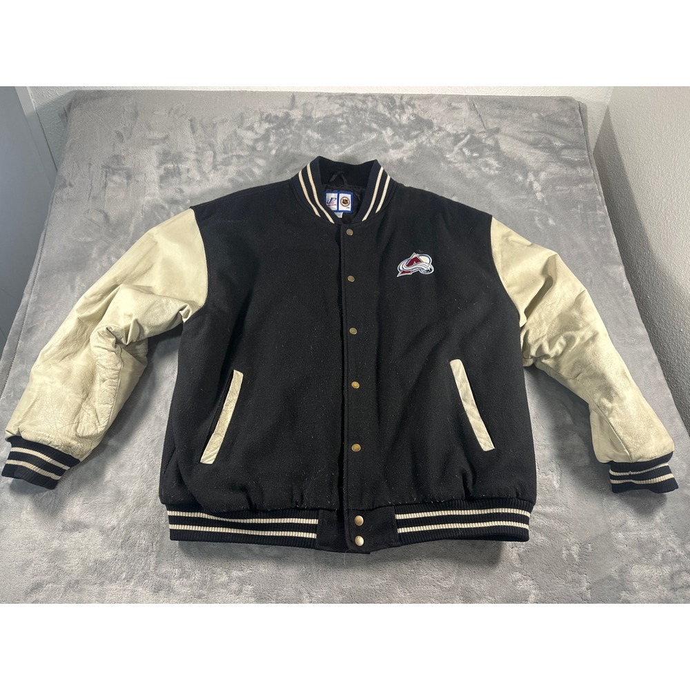 Vintage Logo Athletic NHL Colorado Avalanche Varsity Jacket Wool Leather XL